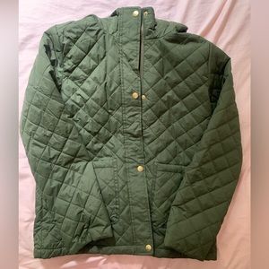 Green J Crew Quilted Jacket